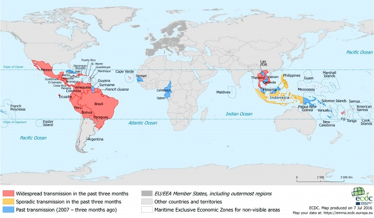 Zika (zonele de răspandire)