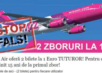 FALS: Wizz Air oferă 2 bilete la 1 Euro