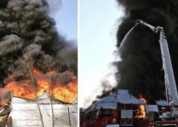 Incendiu puternic la un depozit cu vopsea din capitală