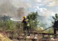 FOTO. Consecințele incendiului din apropierea lacului Delia: 10 pomi afectați, vegetația de pe 25 ha distrusă și 20 traverse de la calea ferată deteriorate